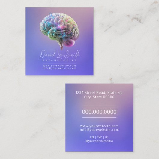 psycholoog/neuroloog vierkante visitekaartje (Voorkant / Achterkant)