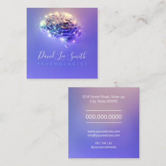 psycholoog/neuroloog vierkante visitekaartje (Voorkant / Achterkant)