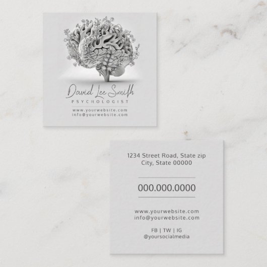 psycholoog/neuroloog vierkante visitekaartje (Voorkant / Achterkant)