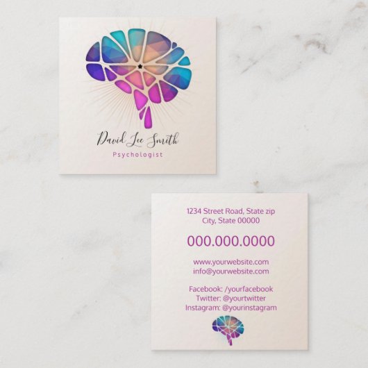psycholoog/neuroloog vierkante visitekaartje (Voorkant / Achterkant)