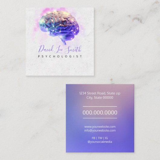 psycholoog/neuroloog vierkante visitekaartje (Voorkant / Achterkant)