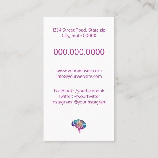 psycholoog/neuroloog visitekaartje (Achterkant)