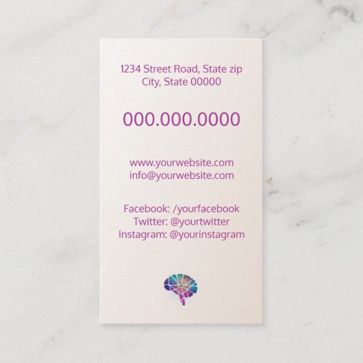 psycholoog/neuroloog visitekaartje (Achterkant)