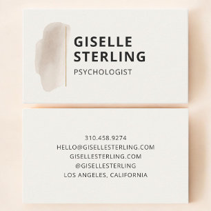 Psycholoog Neutraal Beige Waterverf Visitekaartje