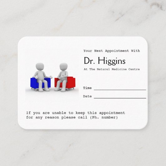 Psycholoog of adviseur Benoemingsherinnering Afsprakenkaartje (Voorkant)