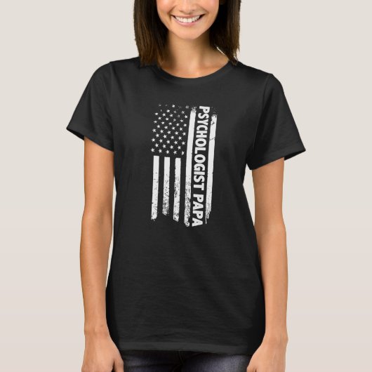 Psycholoog Papa American Flag Vaderdag T-shirt (Voorkant)