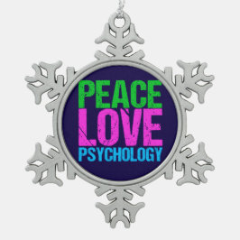 Psycholoog Peace Love Psychologie Tin Sneeuwvlok Ornament