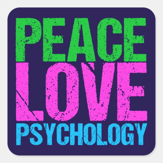 Psycholoog Peace Love Psychologie Vierkante Sticker (Voorkant)