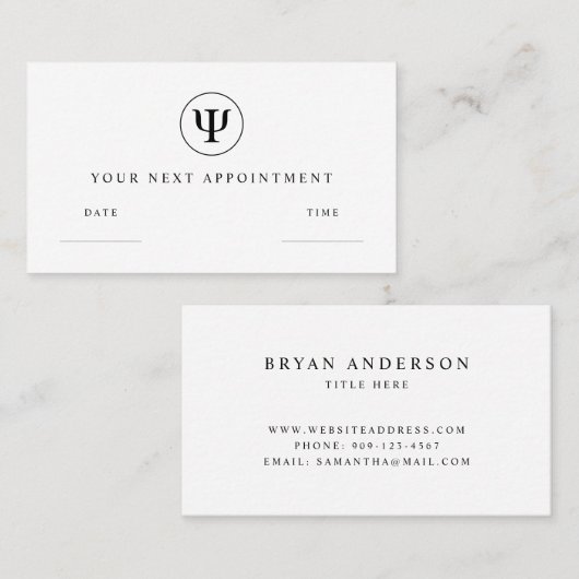 Psycholoog Psi-symbool Afsprakenkaartje (Voorkant / Achterkant)