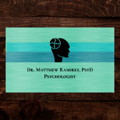 Psycholoog Psychiater Teal Nep Metaal QR Code Visitekaartje