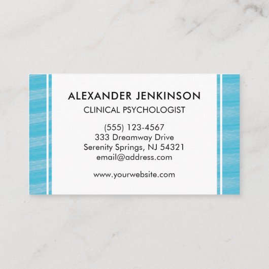 Psycholoog Psychiater Therapeut Zen Blue Waves Visitekaartje (Achterkant)
