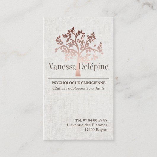 Psycholoog Roos Gold Tree Benoeming Afsprakenkaartje (Voorkant)