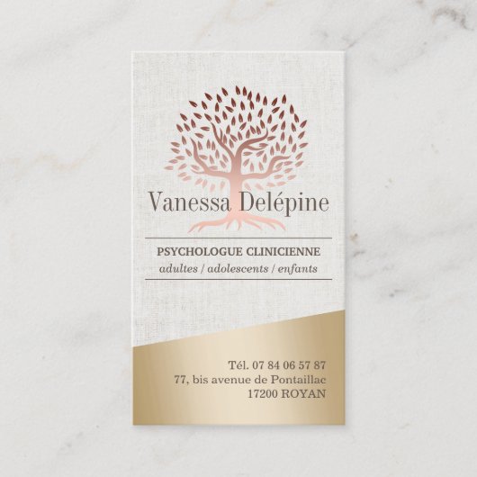 Psycholoog Roos Gold Tree Elegant Appointment Afsprakenkaartje (Voorkant)