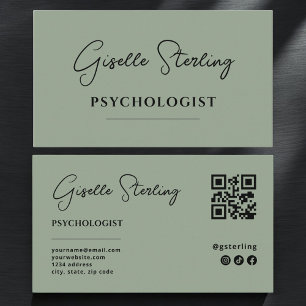 Psycholoog Sage Green QR-code Visitekaartje