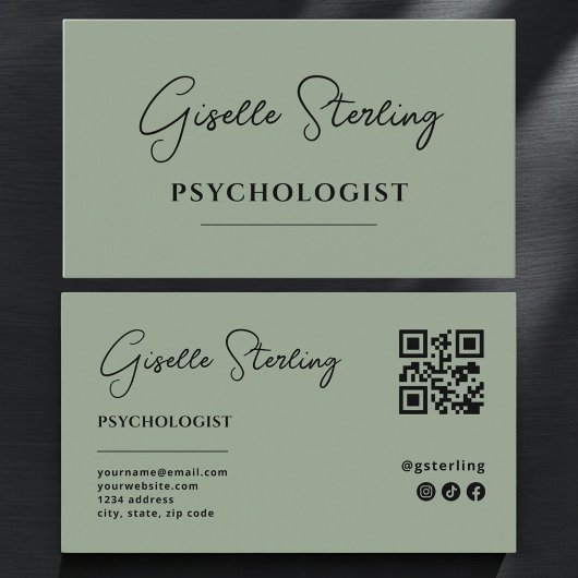 Psycholoog Sage Green QR-code Visitekaartje
