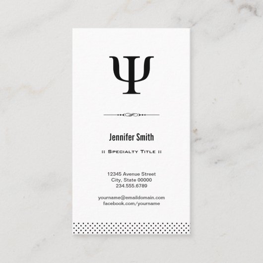 Psycholoog - Schone en elegante zwart-wit Visitekaartje (Voorkant)