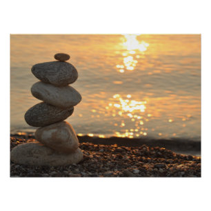 Psycholoog therapeut zen stenen, zonsondergang, st perfect poster