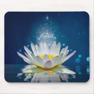 Psycholoog Therapeut Zen,Witte Lotus Bloem Blauw Muismat