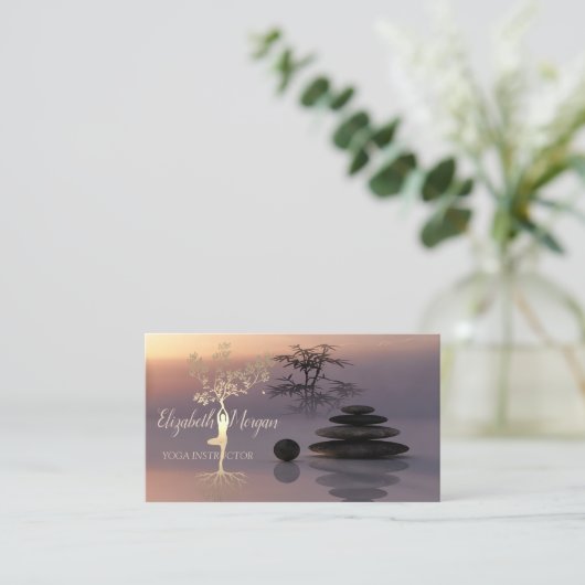 Psycholoog Therapist, Stenen, goudboom Silhouette Visitekaartje (Staand voorkant)