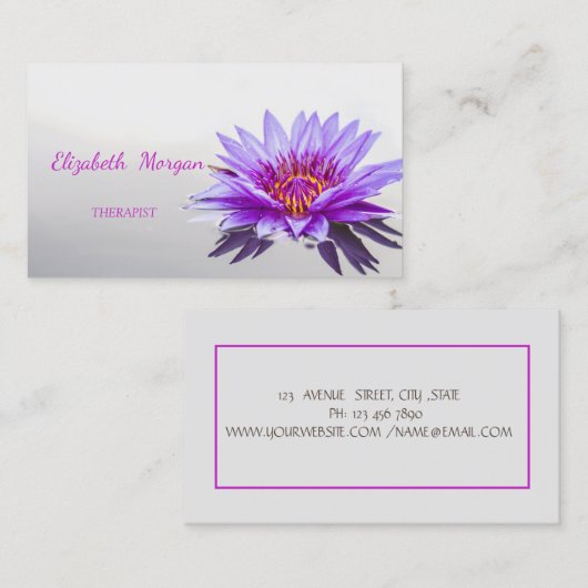 psycholoog Therapist Zen, Paarse Lotus Flower Visitekaartje (Voorkant / Achterkant)