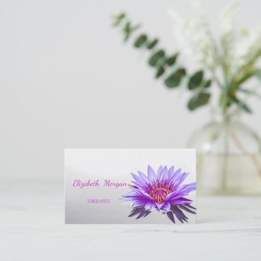 psycholoog Therapist Zen, Paarse Lotus Flower Visitekaartje (Staand voorkant)