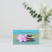 Psycholoog Therapist Zen-stenen, Bloem Visitekaartje (Staand voorkant)