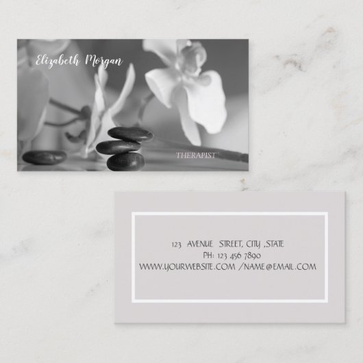 Psycholoog Therapist Zen, Stones, Orchid Visitekaartje (Voorkant / Achterkant)