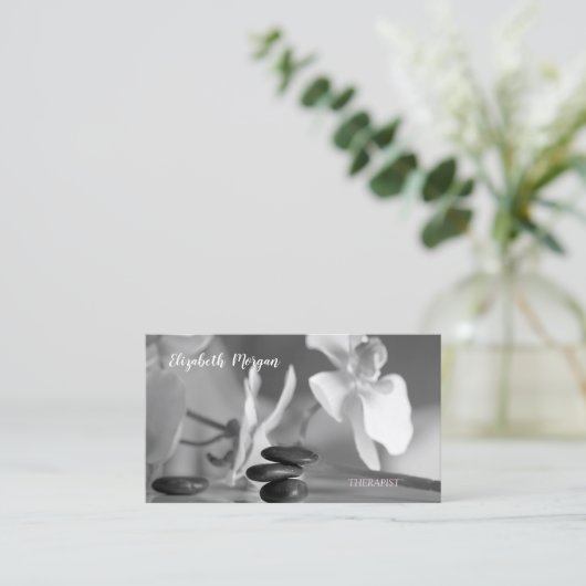 Psycholoog Therapist Zen, Stones, Orchid Visitekaartje (Staand voorkant)