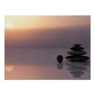 psycholoog Therapist Zen Stones, Sunset, Yoga Perfect Poster