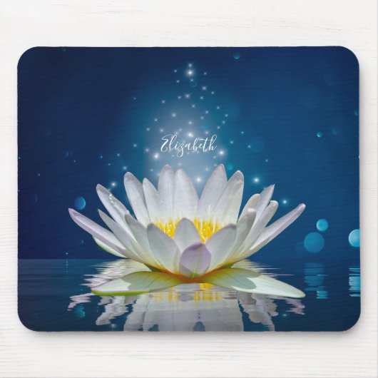 Psycholoog Therapist Zen, White Lotus Flower Blue Muismat (Voorkant)