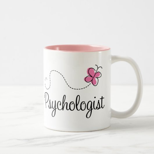 Psycholoog voor roze vlinder tweekleurige koffiemok (Rechts)