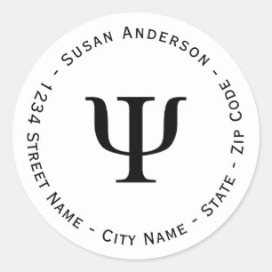 Psycholoog Zwart PSI Symbool Retouradres Label