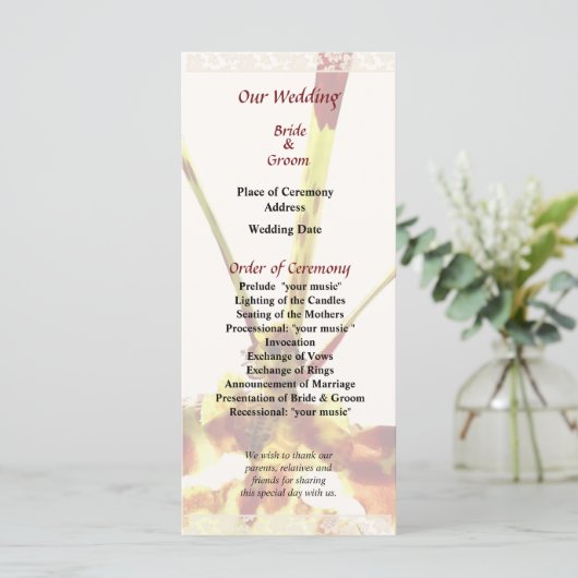 Psychopsis Mendenhall Hildos Wedding Program Programmakaart (Staand voorkant)