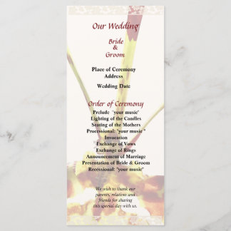 Psychopsis Mendenhall Hildos Wedding Program Programmakaart