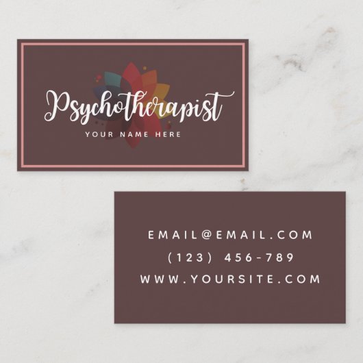 Psychotherapeut Abstract Geometrische Bloem Modern Visitekaartje (Voorkant / Achterkant)