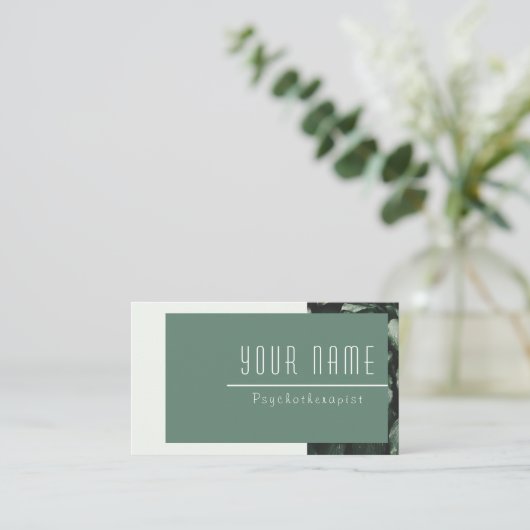 Psychotherapeut Calm Green Natuur Minimal Modern Visitekaartje (Staand voorkant)