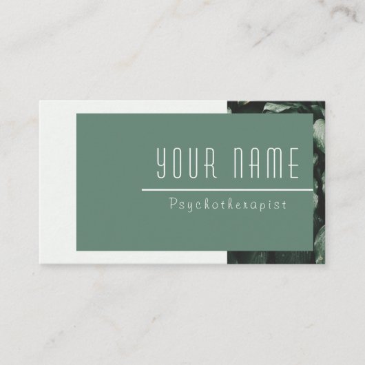 Psychotherapeut Calm Green Natuur Minimal Modern Visitekaartje (Voorkant)