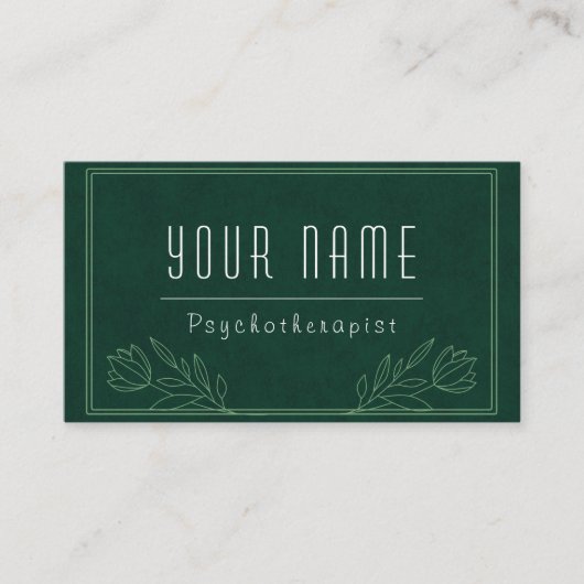 Psychotherapeut Donkergroene Natuur Greenery Calm Visitekaartje (Voorkant)