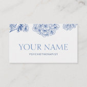 Psychotherapeut Family Counselor Drawn Floral Blue Visitekaartje (Voorkant)