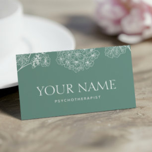 Psychotherapeut Family Counselor Drawn Floral Blue Visitekaartje