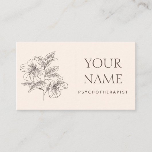 Psychotherapeut Family Counselor Drawn Flower Blue Visitekaartje (Voorkant)