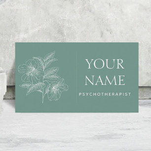 Psychotherapeut Family Counselor Drawn Flower Blue Visitekaartje