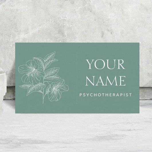 Psychotherapeut Family Counselor Drawn Flower Blue Visitekaartje