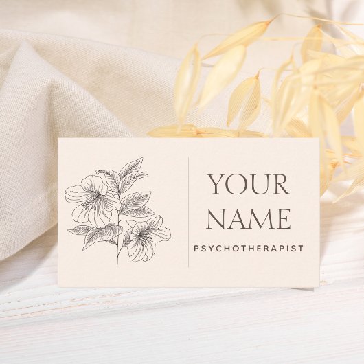 Psychotherapeut Family Counselor Drawn Flower Blue Visitekaartje