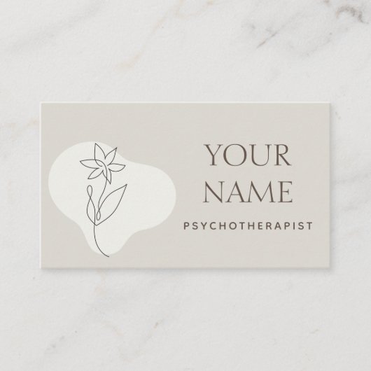 Psychotherapeut Family Counselor Drawn Flower Boho Visitekaartje (Voorkant)