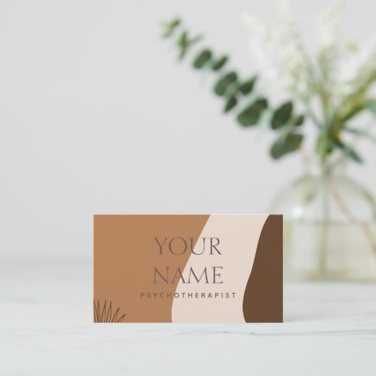 Psychotherapeut Family Counselor Drawn Natuur Boho Visitekaartje (Staand voorkant)