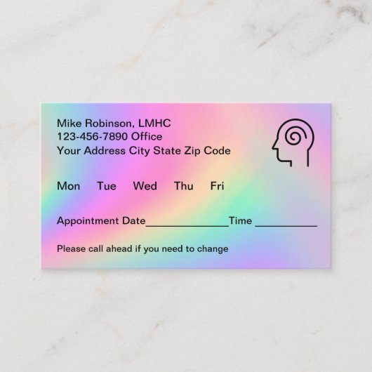 Psychotherapeut Mentale Gezondheid Afspraakkaarten Afsprakenkaartje (Voorkant)
