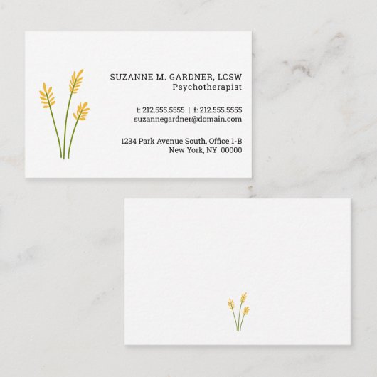 Psychotherapeut Simple Yellow Flower Euro Visitekaartje (Voorkant / Achterkant)