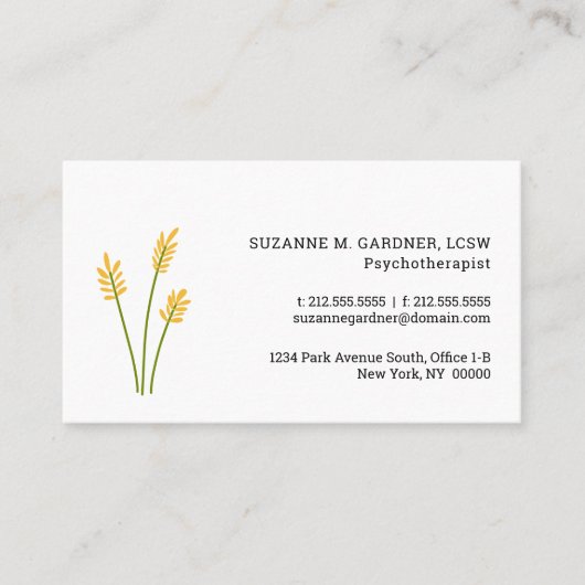 Psychotherapeut Simple Yellow Flower Visitekaartje (Voorkant)