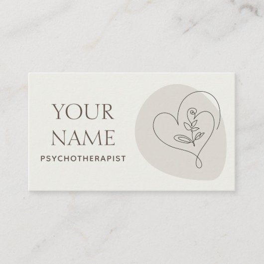 Psychotherapeut Therapie Counselor Drawn Heart Boh Visitekaartje (Voorkant)